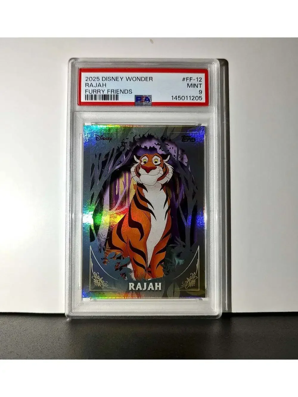 Rajah 2025 Topps Disney #FF-12 Furry Friends Card Aladdin PSA 9